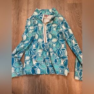 Lilly Pulitzer pullover quarter zip print gold zipper pocket size xsmall